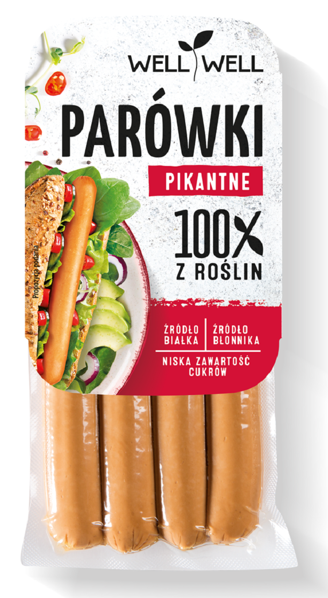 PARÓWKI ROŚLINNE PIKANTNE 200 g - WELL WELL