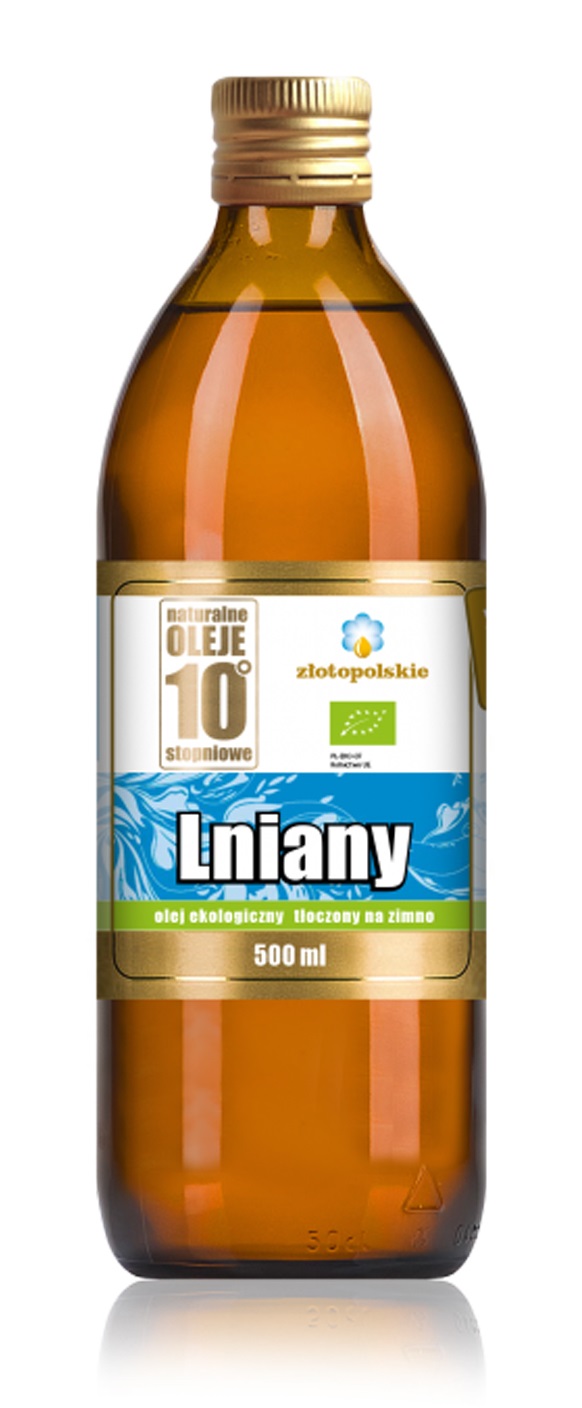 OLEJ LNIANY TŁOCZONY NA ZIMNO BIO 500 ml - ZŁOTO POLSKIE