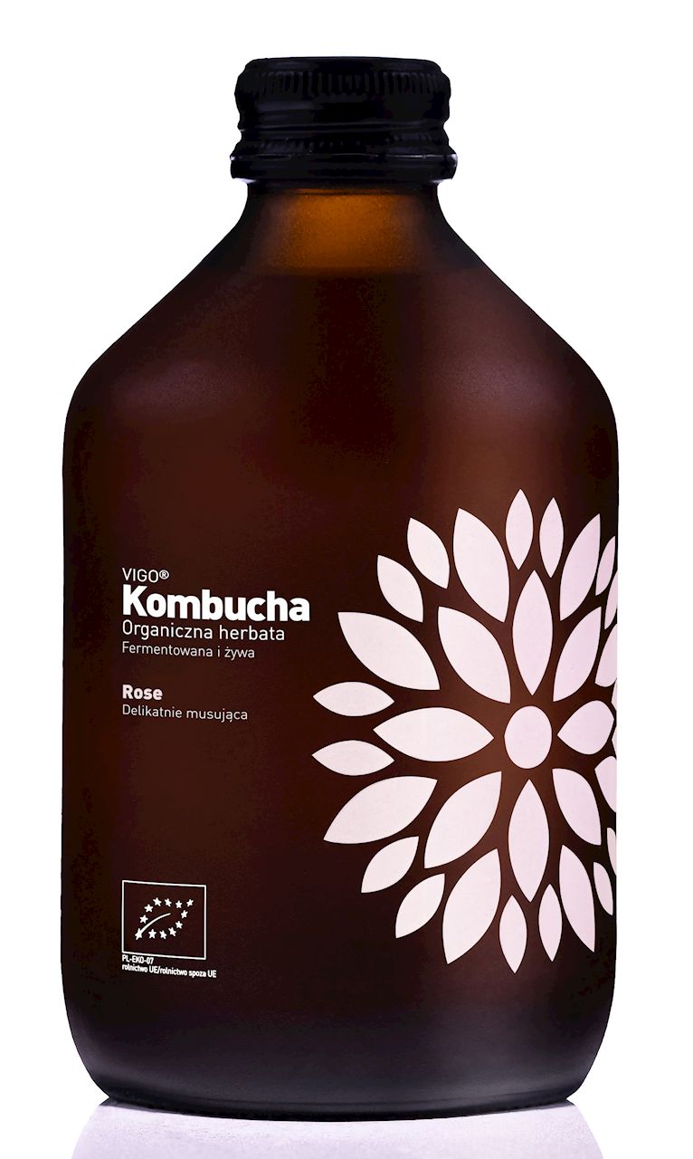 KOMBUCHA RÓŻANA BEZGLUTENOWA BIO 330 ml - VIGO