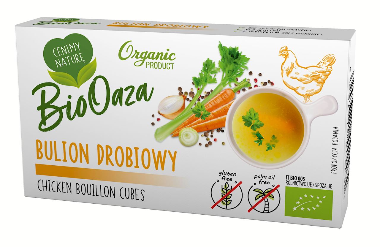 BULION - KOSTKI DROBIOWE BEZ DODATKU CUKRÓW BEZGLUTENOWE BIO (6 x 11 g) 66 g - BIOOAZA