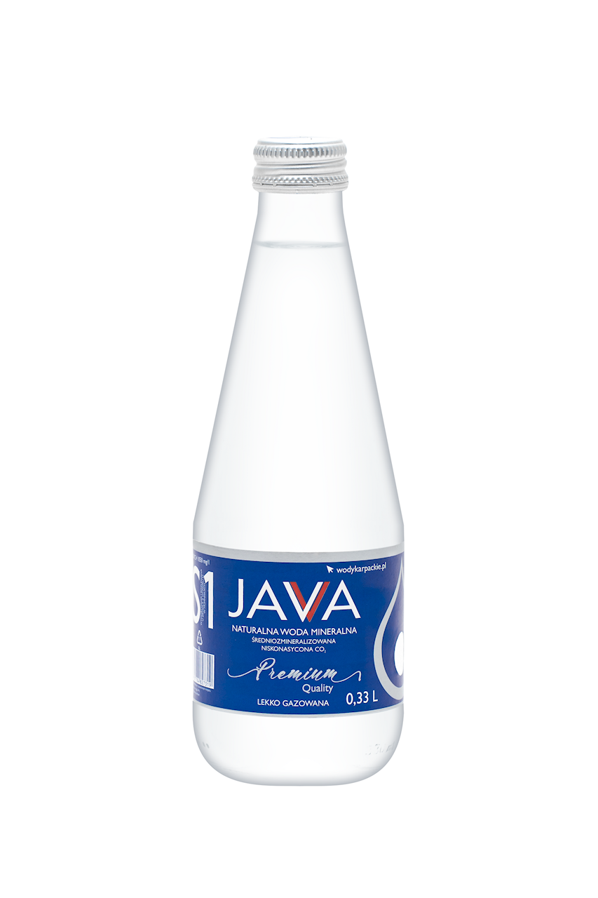 NATURALNA WODA MINERALNA ŚREDNIOZMINERALIZOWANA LEKKO GAZOWANA 330 ml (SZKŁO) - JAVA