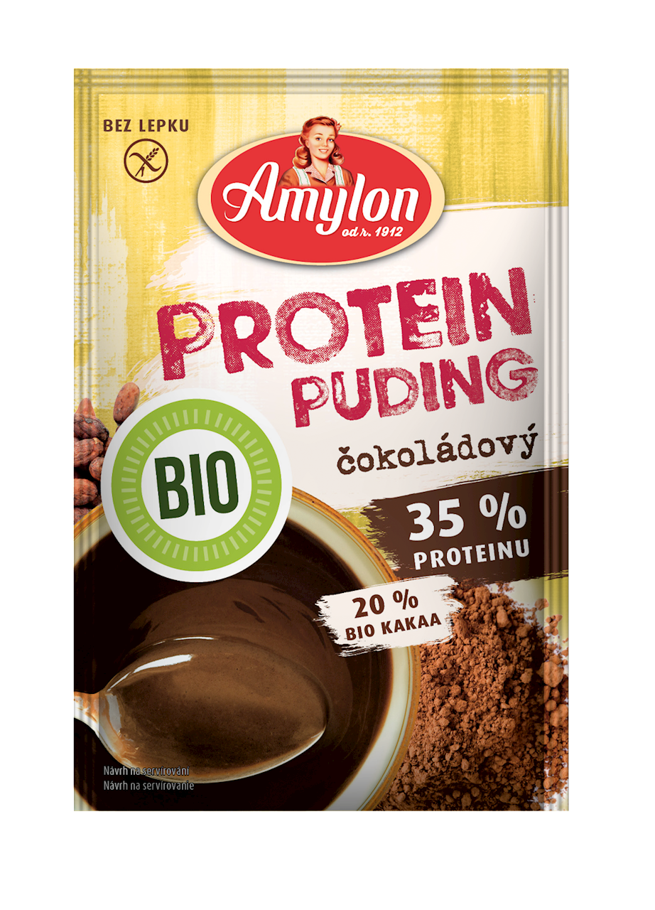 BUDYŃ PROTEINOWY O SMAKU CZEKOLADOWYM BEZ DODATKU CUKRÓW BEZGLUTENOWY BIO 45 g - AMYLON